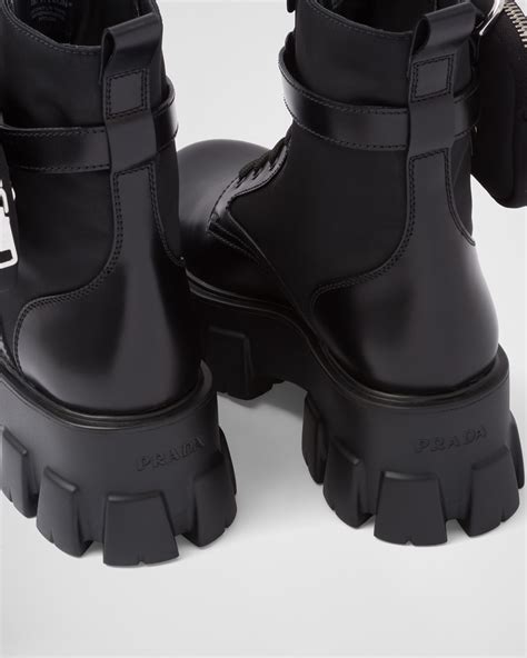 prada monolith leather and re-nylon boots with pouch|Prada monolith boots review.